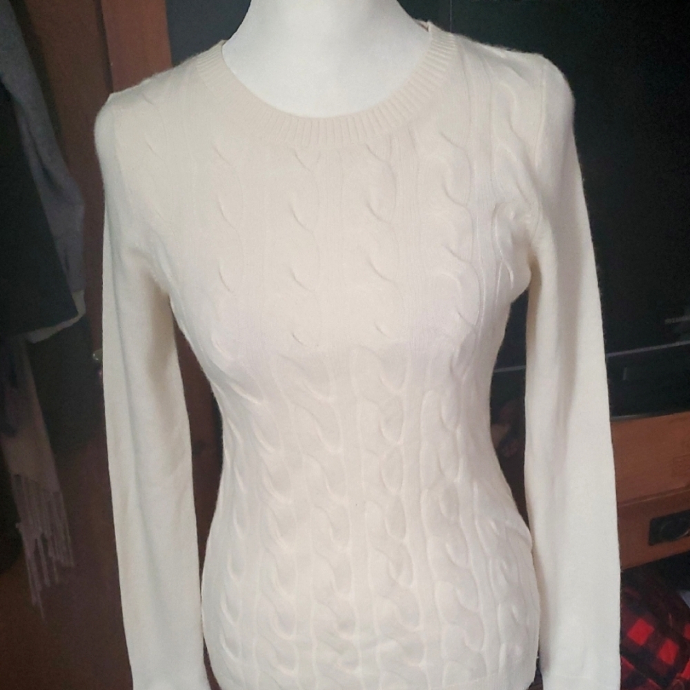 Cream Sweater with Cozy Knit Texture